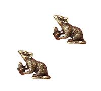 SOIMISS 2pcs Creative Mouse-shaped Key Chain Pendant in Antique Brass for Novelty Keyrings and Metal Necklace Decor