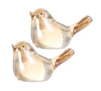 SOIMISS 2pcs Crystal Glass Bird Figurines Paperweights for Home Office Decor Gold Elegant Animal Sculptures for Living Bedroom Farmhouse Shelf Display