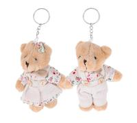 SOIMISS 2pcs Cute Bear Shaped Plush Keychains with Fabric Material, Decorative Hanging Charm Accessories for Bags, Gift for Family Members in Spring and Summer