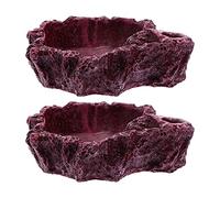 SOIMISS 2pcs Decorative Bowl Feeding Dish for Reptile with No Odor Safe Resin Simulated Natural Stone Shape Creative Design for Feeding Reptile Snake to Build A Friendly and Healthy Living