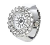 SOIMISS 2pcs Elastic Finger Ring Watch Digital Silver Watch for Women Pinky Ring Decorative