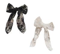 SOIMISS 2Pcs Embroidered Lace Bowknot Hair Pins Chic Ponytail Hair Clips for Women for Weddings Parties Daily Wear Black White Decorative Headdress