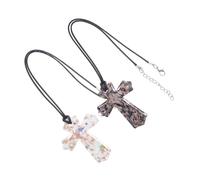 SOIMISS 2pcs Glass Cross Charm Pendant Necklace for DIY Jewelry Making Stylish Religious Christian Cross Shape with Luminous Finish Unique Craft Accessories for Fashion