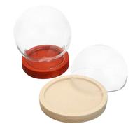 SOIMISS 2pcs Glass Dome Display Case Wood Base Glass Cloche with Creative Fashionable Design Decorative Effect Not Easy to Deform for Pendants Making and Home Office