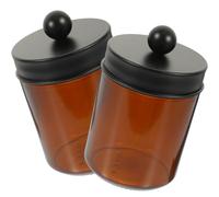 SOIMISS 2pcs Glass Kitchen Storage Containers with Bamboo Sealed Cover and Stainless Steel Lid, Flat Bottom Jars for Tea and Candy Storage with Moisture Prevention, for Desktop Use