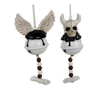 SOIMISS 2pcs Halloween Skull Wind Chime Resin Metal Outdoor Wall Hanging Ornament Spooky European Design Durable Skeleton Wind Bell Decorative Haunted House Props