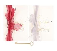 SOIMISS 2pcs His and Her Wedding Vows Cards Set with Bow Accent, Pearl Tulle Navy Blue and Wine Red, Bridal Shower Wedding Supplies for Newlyweds Ceremony