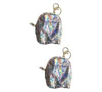 SOIMISS 2pcs Iridescence Purse Mini Wallet Zipper Portable Storage Bag for Keys and Bills Shiny Colors and Smooth Texture for Women and Girls