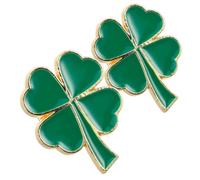 SOIMISS 2pcs Irish Shamrock Brooch Pins for Women, Alloy Four-leaf Clover Lapel Badge Secure Design, Compact and Elegant Green Pins, for Party and Wedding Accessories
