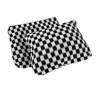 SOIMISS 2pcs Knitted Checkered Makeup Storage Bag High Appearance Beauty Organizer for Travel Large Capacity Cosmetic Case Zipper for Girls Home School