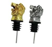 SOIMISS 2pcs Lion Head Shape Wine Pourer Bottle Stoppers for Home Party Creative Beverage Caps Gold and Silver Safe Lightweight Design for Instant Pouring and Fresh Preservation