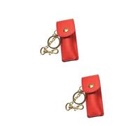 SOIMISS 2pcs Lip Balm Pouch Keychain Holder Portable Lipstick Storage Bag for Women Durable Red Lipstick Case for Makeup Essentials for Girls