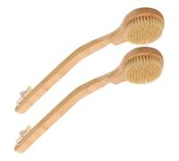SOIMISS 2Pcs Long Handle Bath Brush for Elderly and Disabled Body Scrubber with Soft Bristles for Gentle Massage Exfoliating Back Cleaner for Wet Dry Use Khaki