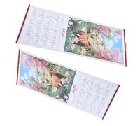 SOIMISS 2pcs Lunar Wall Scroll Calendar with Lucky Horse Zodiac Faux Rattan Hanging Design for Daily Planning and Year Blessings Space-saving Decorative Wall Calendar for Home and Office