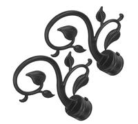 SOIMISS 2pcs Matte Black Curtain Rod Finials Leaf Design Decorative Ends Easy Install Curtain Pole Covers for Living Bedroom Dining Practical Window Drapery Accessories