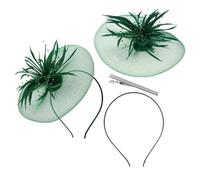 SOIMISS 2pcs Mesh Veil Plume Fascinator Headband Green Fade-resistant for Women, Tea Parties and Proms