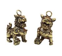 SOIMISS 2Pcs Mini Copper Kirin Lion Ornaments Chinese Style Feng Shui Desktop Decorations for Home and Office Auspicious Animal Figurines for Protection and Cultural Adornment