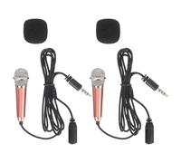 SOIMISS 2pcs Mini Microphones Portable Voice Recording Microphone for Singing with Headphones for Mobile Phones and Karaoke Gold Color Suitable for Travel and Home Use