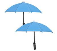 SOIMISS 2pcs Mini Phone Umbrella Clip for Car and Travel, Portable Phone Sunshade with Flexible Handle and Clip Base, Metal and Cloth Material, Reduces Reflection for Smartphones
