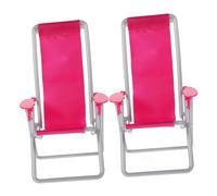 SOIMISS 2pcs Mini Reclining Folding Chairs Simulation Outdoor Lounge Deck Seats for Miniature Decor and Photography Props