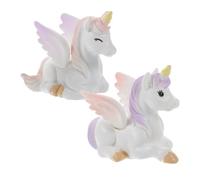 SOIMISS 2pcs Miniature Unicorn Statue Mini Resin Decoration Small Unicorn Statue Tiny Ornament for Garden Decor