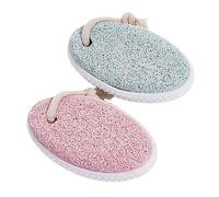 SOIMISS 2Pcs Natural Oval Pumice Stone Foot File for Hard Skin Callus Removal Feet and Hands Lightweight Exfoliator with Dense Pores Comfortable Anti-Slip Grip Includes Nordic Pink and