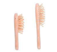 SOIMISS 2pcs Natural Wooden Cushion Hair Brush Paddle with Orbicular Spikes for Scalp Massage and Gentle Detangling Ergonomic for Home and Hotel Use Random Color