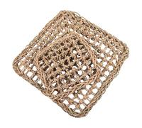 SOIMISS 2pcs Natural Woven Grass Mat for Rabbits and Guinea Pigs Chew and Play Bedding Pads Handmade Sea Grass Mats for Small Pets Dental Health and Cage Comfort Suitable for Hamsters and