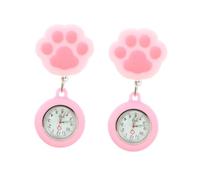 SOIMISS 2pcs Nurse Fob Watch Clip Soft Plush Hanging Pocket Watch Retractable Cord Nursing for Doctors Students Medical Use Cute Pink Cat Paw