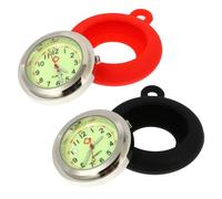 SOIMISS 2pcs Nursing Pocket Watch Dial Set with Glow-in-The-Dark Silicone Bands, Black and Red Jelly Material, Quartz DIY Nurse Fob Watch Accessories for Healthcare Professionals