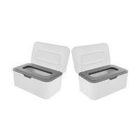 SOIMISS 2pcs Portable Reusable Wipe Holder Box with Dustproof Lid Compact Wipes Dispenser Container for Travel and Home Use Lightweight Storage Case for Dry and Wet Tissue Grey
