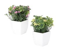 SOIMISS 2Pcs Realistic Simulation Flower Arrangements in Vase Decorative Small Potted Plants for Wedding Party Home Office Festival Layout with Four Leaf Clover Pink and Yellow