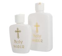 SOIMISS 2pcs Refillable Small Plastic Holy Water Bottles with Cross Design, 100ml and 60ml Religious Blessing Water Containers for Baptism and Christian Home Décor