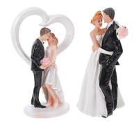 SOIMISS 2pcs Resin Bride Groom Cake Topper European Style Couple Statue Decor White Heart Shape Hugging Style Not Fragile Resistant to Falling Wedding Party Room Decoration