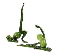 SOIMISS 2Pcs Resin Yoga Frog Ornaments Lifelike Desktop Frogs Adornment with One-leg Bridge and Leg Stretch Poses Smooth Touch Creative Home Decoration for Office
