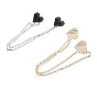 SOIMISS 2pcs Rhinestone Tassel Brooch Heart Shape Lapel Pin with Chain for Women Elegant Jewelry Accessory for Dress Scarf Suit Cardigan and Sweater