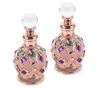 SOIMISS 2pcs Rose Gold Glass Aromatherapy Bottles Refillable Travel Perfume Vials with Rhinestones Sturdy Vintage Scent Containers for Women
