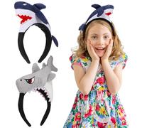 SOIMISS 2pcs Shark Headband for Kids, Cute Cartoon Hair Hoop, Soft Fabric Party Accessory for Halloween Dress Up, Birthday, Carnival Use, Lovely Cosplay Headdress, Girls, Boys, Women, Men