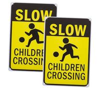 SOIMISS 2pcs Slow Down Crossing Signs High Visibility Traffic Warning for Safety Streets Driveways Parks Schools Residential Areas
