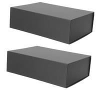 SOIMISS 2pcs Small Folding Gift Boxes with Magnetic Closure Black Paper Storage Containers for Presents Elegant Lightweight Packaging for Weddings Birthdays Holidays and Retail Use