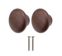 SOIMISS 2pcs Solid Wood Knobs Wardrobe Pull Handles, Single Hole Brown Wood Handles with Fine Polishing, No Burrs, Suitable for Drawer and Shoe Cabinet, Simple Elegant Design