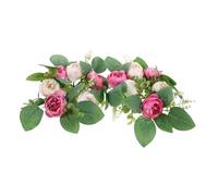 SOIMISS 2pcs Spring Artificial Peony Wreath Candle Rings Floral Table Centerpieces for Weddings and Festivals European Style Faux Peony Flower Garland Romantic Decorative Accent for Home