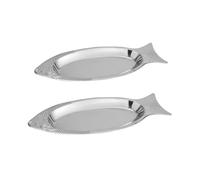 SOIMISS 2pcs Stainless Steel Fish-Shaped Serving Dishes with Magnetic Base, Silver Unique Design Platters for Home, Hotels, and Birthday Parties