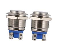 SOIMISS 2pcs Stainless Steel Metal Momentary Push Button Switch Silver High for Electromagnetic Starter Relay Horn Button Circuit Control