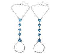SOIMISS 2pcs Summer Fashion Heart Toe Chain Foot Jewelry Rhinestone Anklet for Women Beach Anklet Accessory