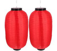 SOIMISS 2pcs Traditional Japanese Lantern Chinese Waterproof Silk Lanterns Lamps Foldable Red Silk Hanging Sushi Bar Lantern for Wedding Indoor Outdoor
