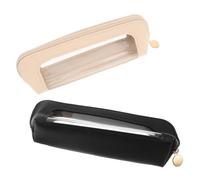 SOIMISS 2pcs Travel Makeup Brush Holder PU Clear Cosmetic Organizer Bag with Spacious Interior Portable Makeup Brush Case for Purse and Car