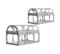SOIMISS 2pcs Treasure Chest Shaped Present Box Candy Case in Silver Plastic, Creative and Easy to Carry, for Chocolates and Candy at Festival Or Banquet