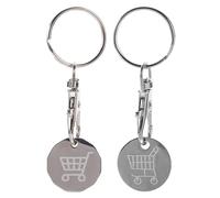 SOIMISS 2Pcs Trolley and Locker Coin Keychain, Stainless Steel Keyring, Lightweight and Portable for Trolley Coin, Supermarket Shopping Cart Key Ring