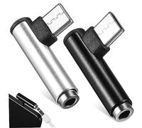 SOIMISS 2Pcs Type C to Audio Adapter Right Angle Design Lightweight USB C to Jack Audio Converter for Mobile Phones Compatible with Devices